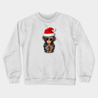 Baby Chimp Wearing a Santa Hat Crewneck Sweatshirt